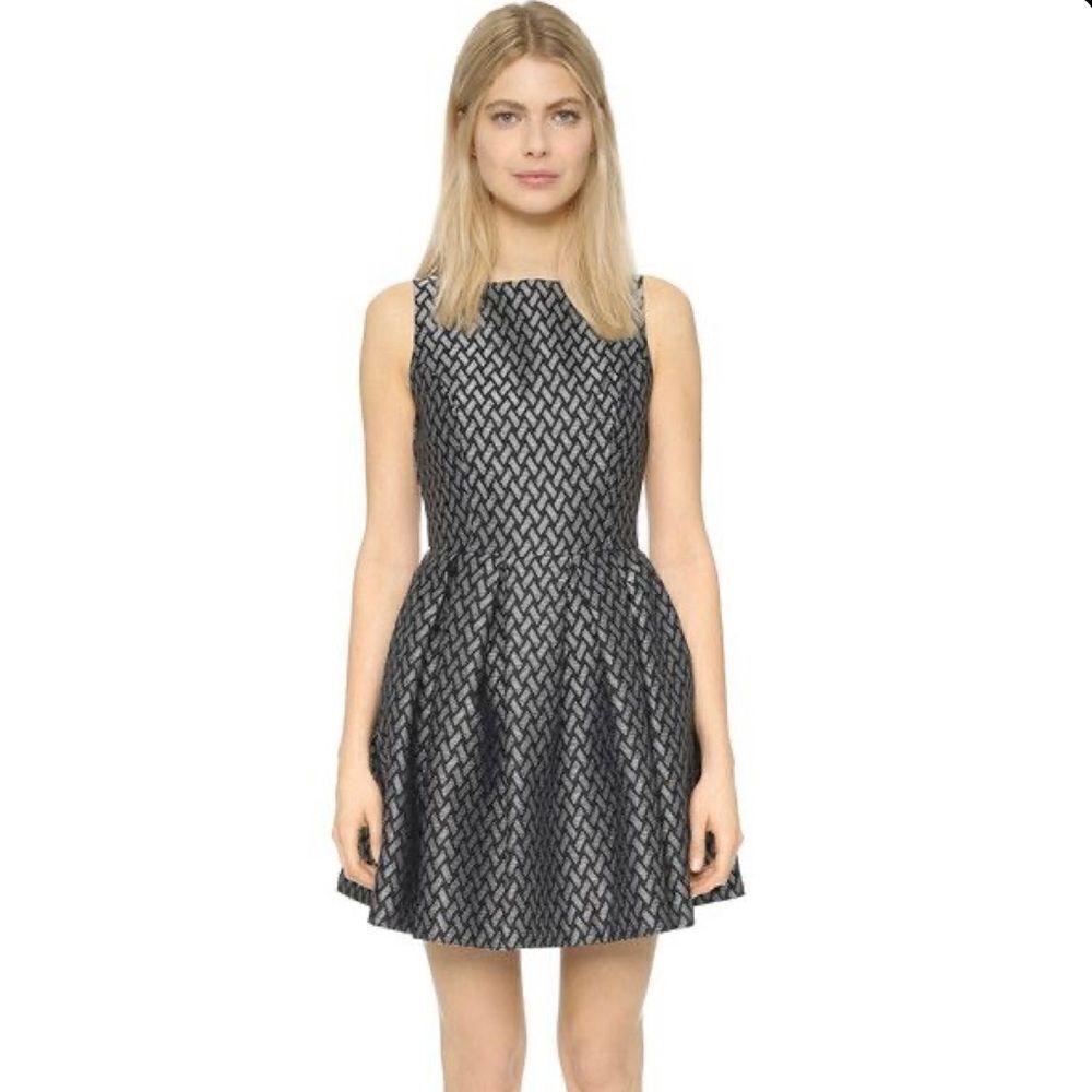 Cupcakes & Cashmere Black Jacquard Fit & Flare Dress